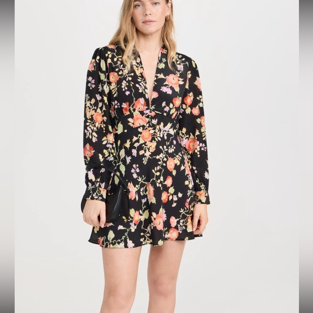 RIXO Floral Silk Mini Dress